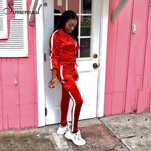 Load image into Gallery viewer, Simenual Neon Reflective Lines Matching Sets Women Casual Active Wear 2 Piece Outfits Satin Zipper Fashion Jacket And Pants Set