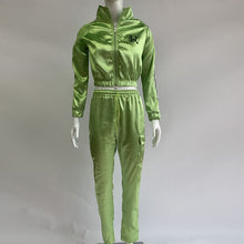 Load image into Gallery viewer, Simenual Neon Reflective Lines Matching Sets Women Casual Active Wear 2 Piece Outfits Satin Zipper Fashion Jacket And Pants Set