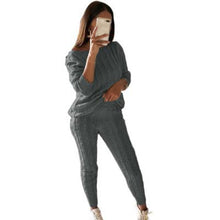 Load image into Gallery viewer, CALOFE Autumn New Cotton Tracksuit Women 2 Piece Set Sweater Top+Pants Knitted Suit O-Neck Knit Set Women Outwear 2 Piece Set