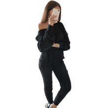 Load image into Gallery viewer, CALOFE Autumn New Cotton Tracksuit Women 2 Piece Set Sweater Top+Pants Knitted Suit O-Neck Knit Set Women Outwear 2 Piece Set