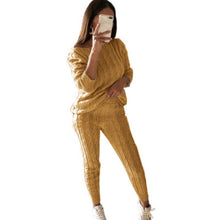 Load image into Gallery viewer, CALOFE Autumn New Cotton Tracksuit Women 2 Piece Set Sweater Top+Pants Knitted Suit O-Neck Knit Set Women Outwear 2 Piece Set