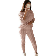 Load image into Gallery viewer, CALOFE Autumn New Cotton Tracksuit Women 2 Piece Set Sweater Top+Pants Knitted Suit O-Neck Knit Set Women Outwear 2 Piece Set