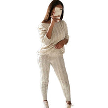 Load image into Gallery viewer, CALOFE Autumn New Cotton Tracksuit Women 2 Piece Set Sweater Top+Pants Knitted Suit O-Neck Knit Set Women Outwear 2 Piece Set