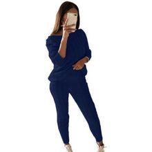 Load image into Gallery viewer, CALOFE Autumn New Cotton Tracksuit Women 2 Piece Set Sweater Top+Pants Knitted Suit O-Neck Knit Set Women Outwear 2 Piece Set